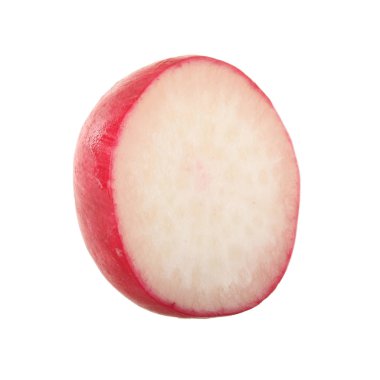 Beyaz arkaplanda taze turp izole edildi