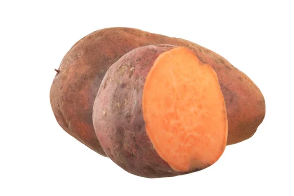 Scheiben Geschnittene Süßkartoffel Isoliert Auf Weißem Hintergrund — Stockfoto