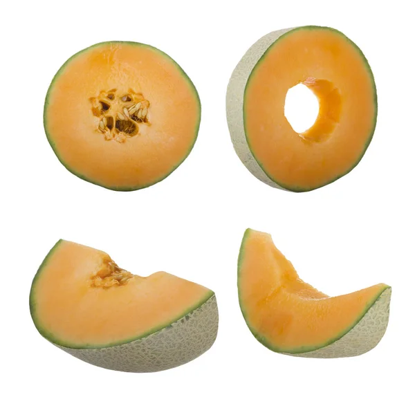 Nahaufnahme Von Melone Isoliert Auf Weißem Hintergrund — Stockfoto