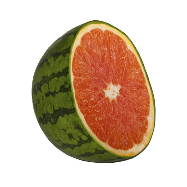 Närbild Vattenmelon Isolerad Vit Bakgrund — Stockfoto