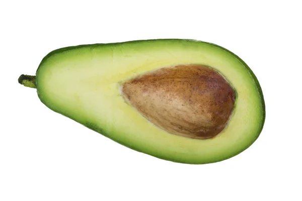 Helft Van Avocado Geïsoleerd Witte Achtergrond — Stockfoto