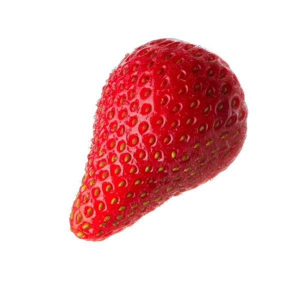 Reife Rohe Erdbeere Isoliert Auf Weißem Hintergrund — Stockfoto