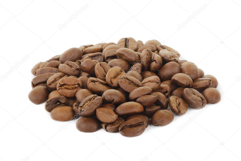 Closeup of coffee beans, food background 