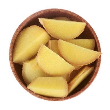 ahşap kase dilimlenmiş zencefil