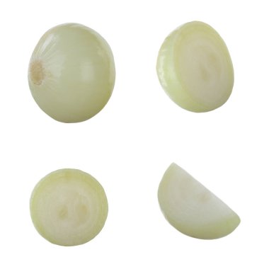 Beyaz arka planda izole edilmiş soğanın yakın çekimi