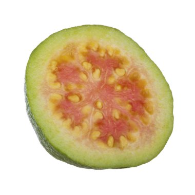 Beyaz arka planda izole guava yakın çekim