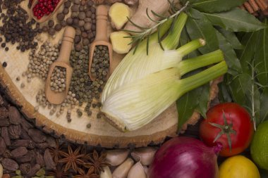 Baharat lezzetli yemek pişirmek için çeşitli