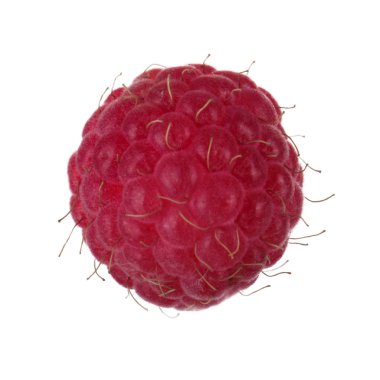 Beyaz arkaplanda kırmızı ahududu izole edildi