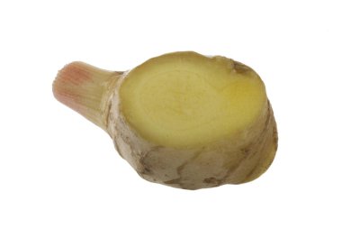 Beyaz arka plan üzerinde izole zencefil dilim