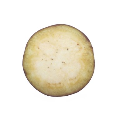 Patlıcan dilim beyaz arka plan üzerinde izole