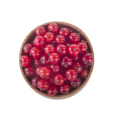 Olgun kırmızı kuş üzümü ahşap kase