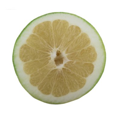 Beyaz arka planda izole edilmiş oroblanco'nun yakın çekimi. Tropikal narenciye