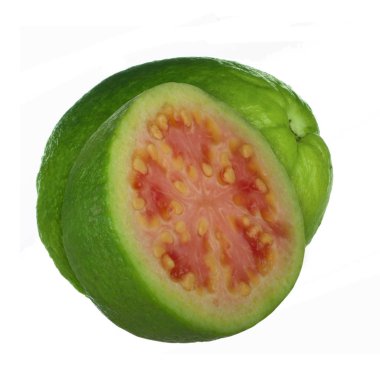 Beyaz arka planda izole guava yakın çekim