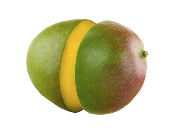 Skär Mango Isolerad Vit Bakgrund — Stockfoto