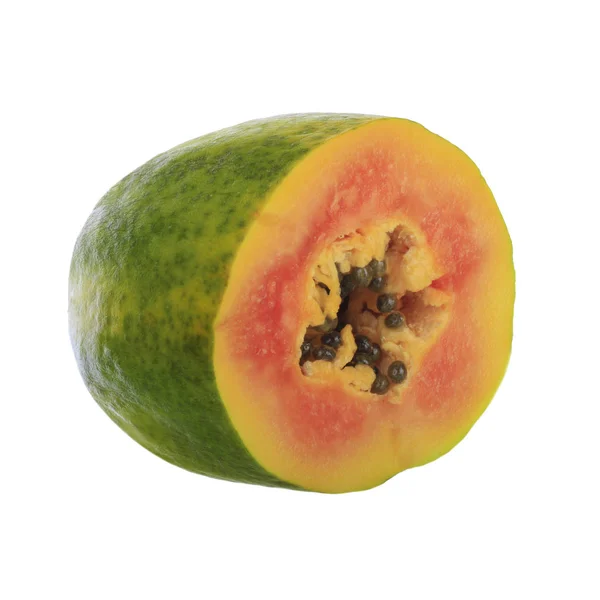 Fructe Papaya Izolate Fundal Alb — Fotografie, imagine de stoc