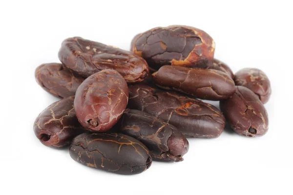 Kakaobohnen Isoliert Auf Weißem Hintergrund — Stockfoto