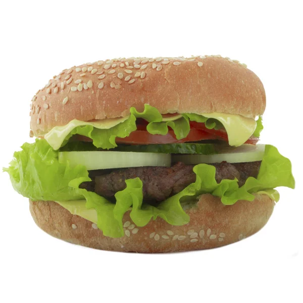 Аппетитный Чизбургер Фаст Фуд Белом Фоне — стоковое фото