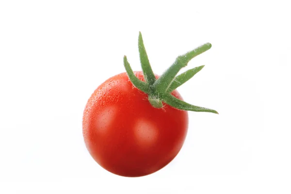 Κόκκινη Ώριμη Ντομάτα Απομονωμένη Λευκό Φόντο — Φωτογραφία Αρχείου