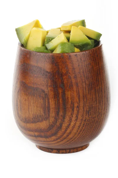 Sliced Avocado Wooden Bowl — Stock Photo, Image