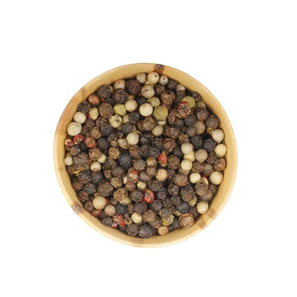 Peppercorns Secos Cuenco Madera — Foto de Stock