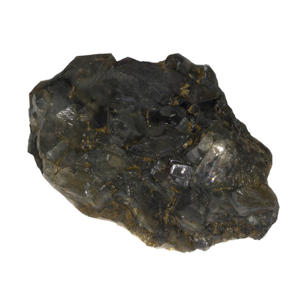 Тёмный кварцевый камень на белом фоне
