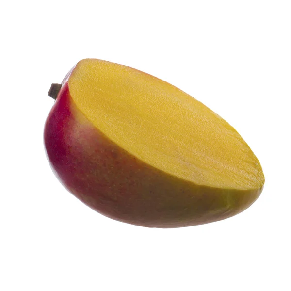 Čerstvé Syrové Mango Ovoce Které Polovina Izolované Bílém Pozadí — Stock fotografie