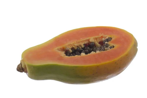 Papaya Fruit Geïsoleerd Witte Achtergrond — Stockfoto