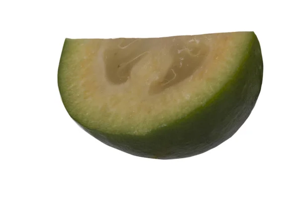 Feijoa Fresco Isolato Sfondo Bianco — Foto Stock