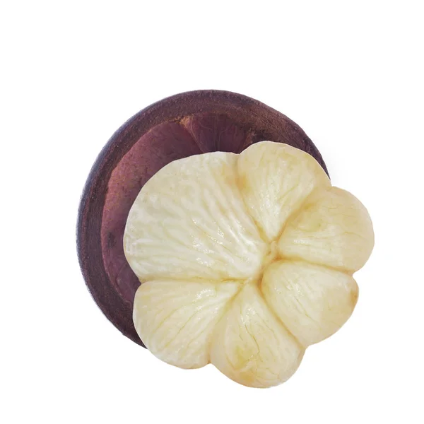 Sraženin Mangosteenu Exotického Ovoce Izolovaného Bílém — Stock fotografie