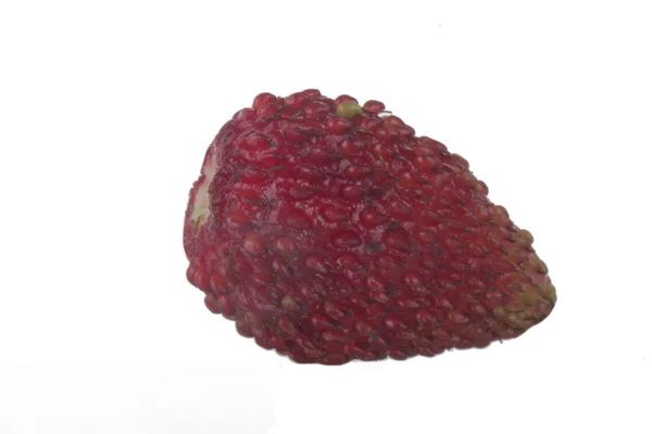 Closeup Wild Strawberry Isolated White — Stock Photo, Image