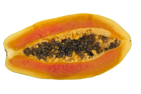 Papaya Frutta Isolata Sfondo Bianco — Foto Stock