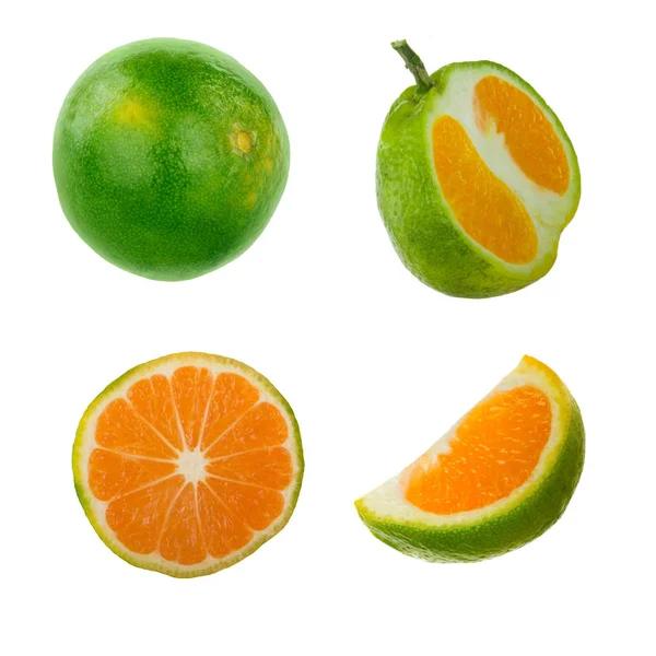 Mandarinas Frescas Isoladas Sobre Fundo Branco — Fotografia de Stock