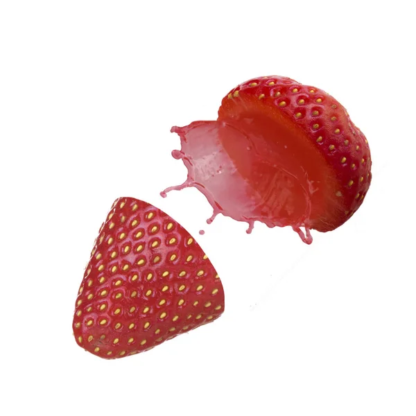 Cut Strawberry Isolated White Background — Stock Photo, Image
