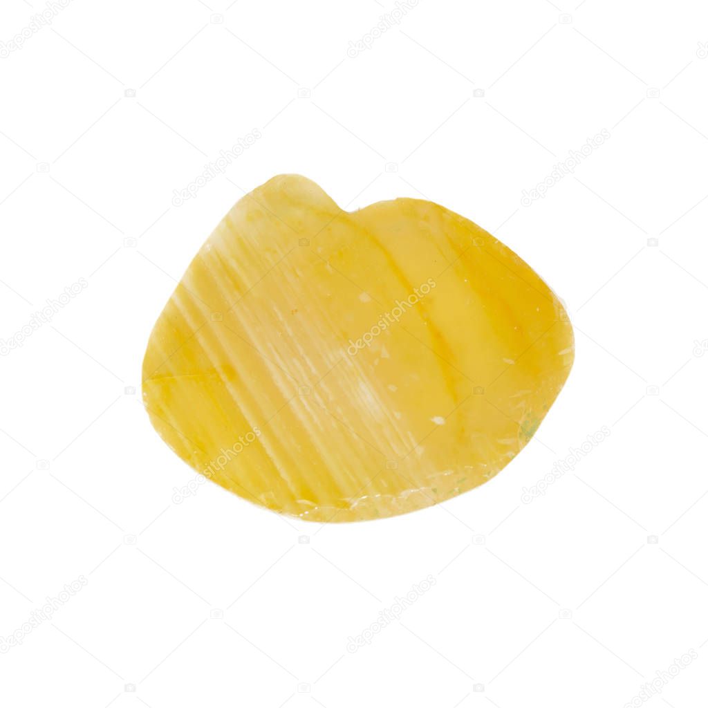 Yellow jasper stone isolated on white background