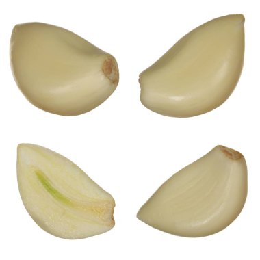 Beyaz arka planda izole sarımsak Closeup çekim 