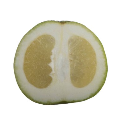 Beyaz arka planda izole edilmiş oroblanco'nun yakın çekimi. Tropikal narenciye