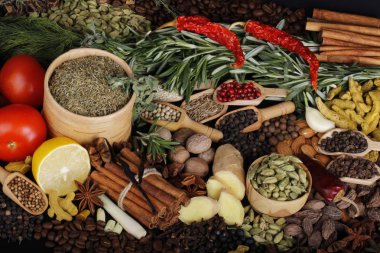 Baharat lezzetli yemek pişirmek için çeşitli