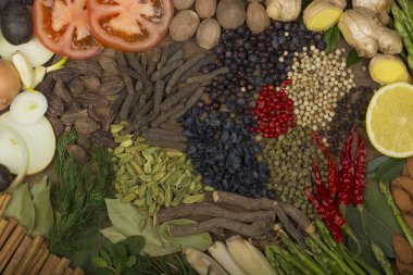 Baharat lezzetli yemek pişirmek için çeşitli