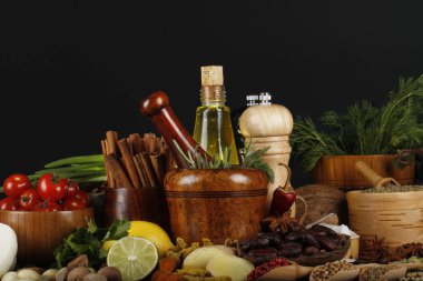 Baharat lezzetli yemek pişirmek için çeşitli