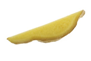 Beyaz arka plan üzerinde izole zencefil dilim