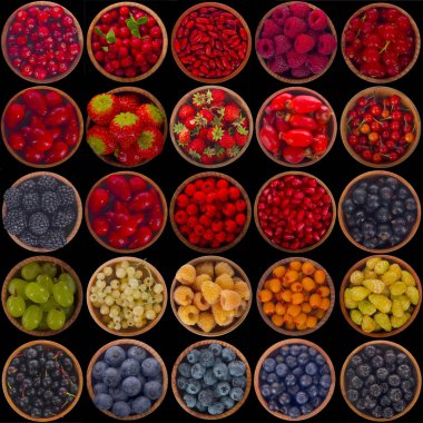 Taze çilek, sağlıklı beslenme kavramı çeşitli.