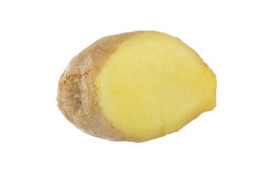 Beyaz arka plan üzerinde izole zencefil dilim