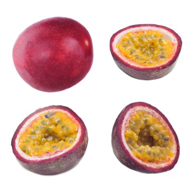 Closeup of passion fruit isolated on white background clipart