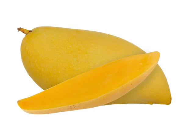 Mango Con Pieza Cortada Aislada Sobre Fondo Blanco — Foto de Stock