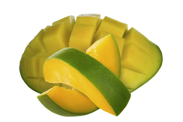 Slices Mango Fruits Isolated White Background — Stock Photo, Image