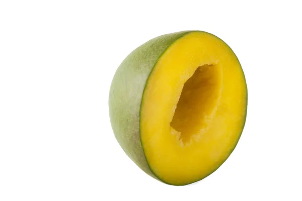 Čerstvé Syrové Mango Ovoce Které Polovina Izolované Bílém Pozadí — Stock fotografie