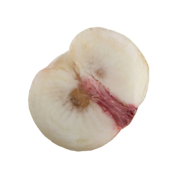Närbild Skott Mangostan Exotisk Frukt Isolerad Vitt — Stockfoto