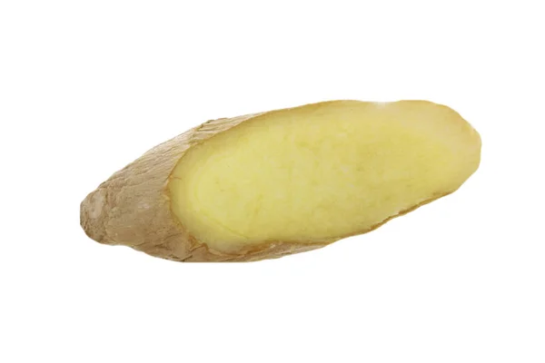 Plakje Gember Geïsoleerd Witte Achtergrond — Stockfoto