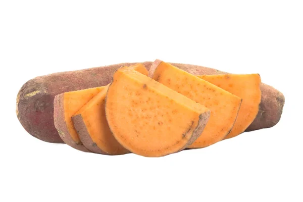 Gesneden Zoete Aardappel Geïsoleerd Witte Achtergrond — Stockfoto