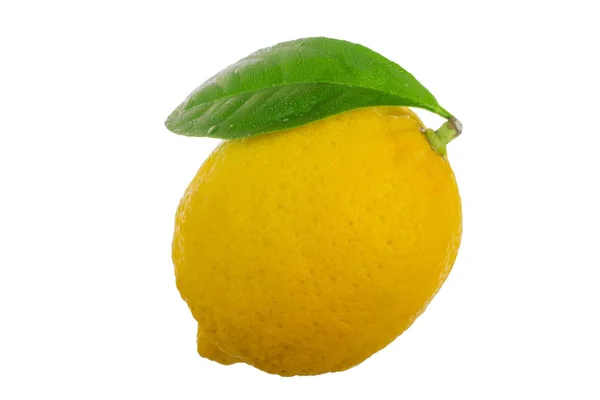 Limone Giallo Maturo Isolato Fondo Bianco — Foto Stock